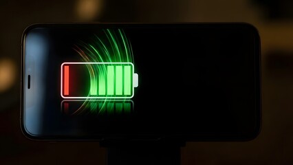 Smartphone Charging with Green Battery Indicator.