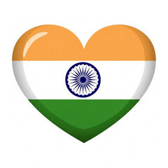 Heart shaped Indian flag symbol of love and patriotism for India isolated on white background