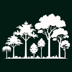 Obraz premium A lush green tree with a wide leafy canopy and brown trunk, illustrated in a soft watercolor vector style on a white background.