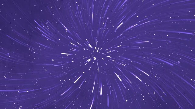 Starlight visual animation illuminates a bluepurple sky with streaks and dots of light.