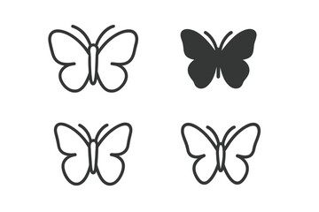 Four Stylized Butterfly Graphics on Dark Background