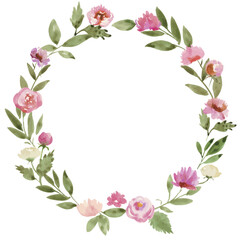 Luxury watercolor floral wreath for wedding invitation