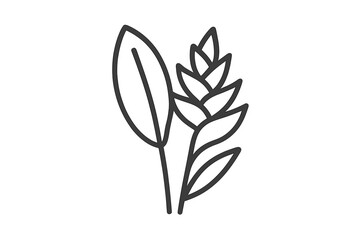 Obraz premium Outline of a plant with leaves and a flower spike on a gradient background