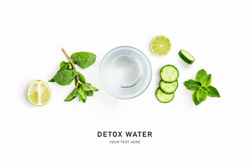 Detox water ingredients isolated on white background.