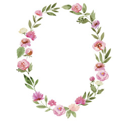 Luxury watercolor floral wreath for wedding invitation