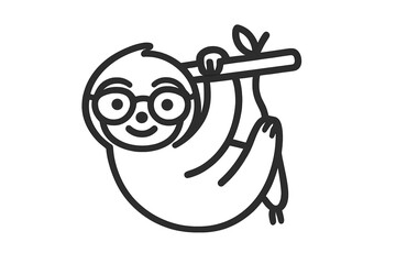 Obraz premium Cute Sloth Wearing Glasses Hanging on a Branch