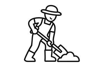 Farmer digging with a shovel icon