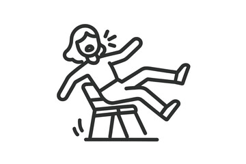Obraz premium Icon of a person falling backward off a chair