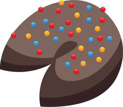 Delicious chocolate donut with colorful sprinkles forming a unique pac man shape, representing a playful and tempting treat