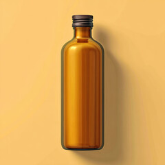 Amber Glass Bottle Mockup on Warm Background
