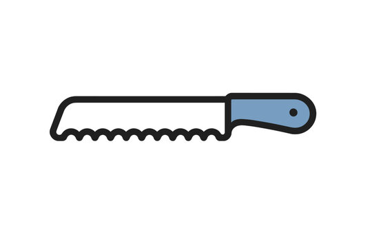Serrated Bread Knife Icon with Blue Handle
