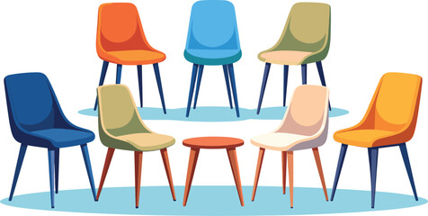 Colorful Modern Chairs Collection for Interior Furniture Design Illustration