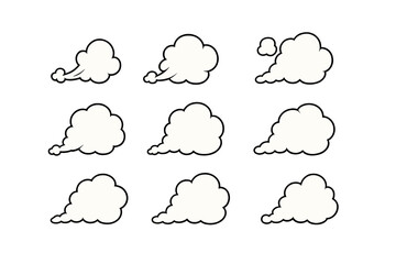 Fototapeta premium Nine white stylized clouds on a dark background