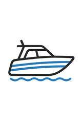 Fototapeta premium Sleek Motorboat Icon on Water