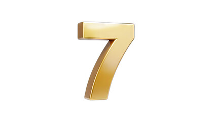 Golden Number 7 Isolated on White Background