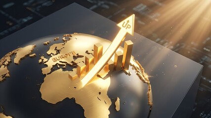 Europe Economic Growth and Financial Recovery Concept with Golden Globe