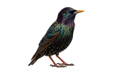 Common starling bird profile with iridescent plumage