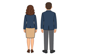 Two professionals standing back to back