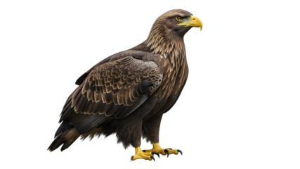 Eagle with brown and gray feathers on a black background