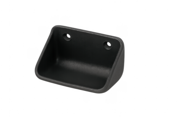 Black recessed plastic handle on transparent background