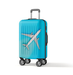 Travelling Themed Travel Suitcase on white background