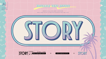 シティポップなレトロデザインのグラフィックスタイルテンプレート