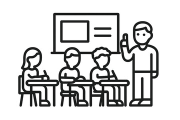 Teacher and Students in Classroom Illustration
