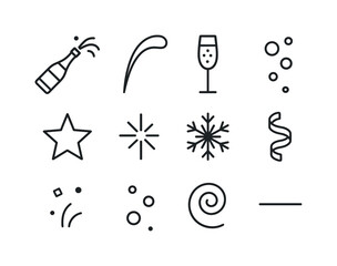 Effervescent Icon Grid. Effervescent pour scene. Line outline icon set of Effervescent pour scene: bottle