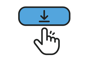 Obraz premium Download Button with Hand Cursor