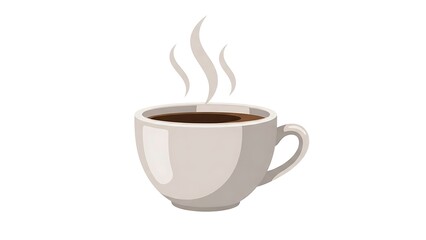 Obraz premium A simple illustration of a steaming hot coffee cup on a plain white background with a minimalist design.