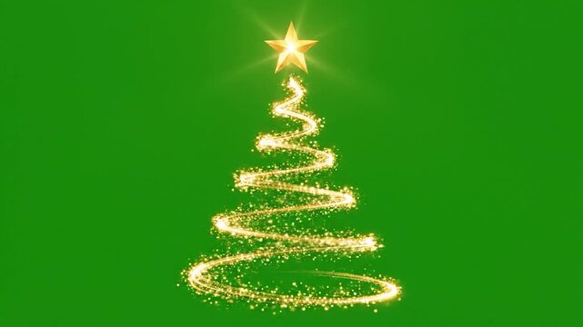 Magical Christmas Tree Animation on Green Screen Background for Festive Videos.