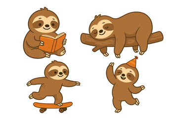 Obraz premium Cute Sloths in Various Poses