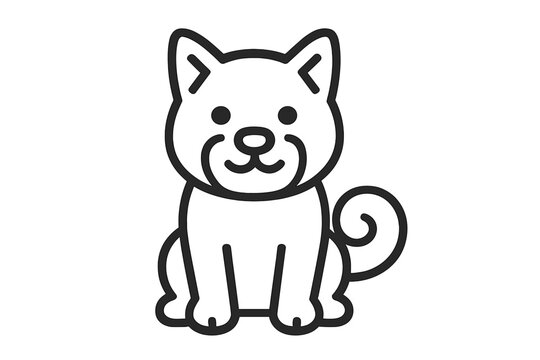 Cute Shiba Inu Icon with Swirl Tail