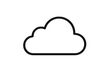 White Cloud Icon with Black Outline on Gray Background