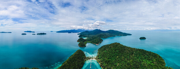 Breathtaking view of Ko Ngam beach in Koh Chang Thailand with emerald waters and lush islands