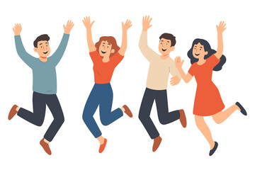 Joyful Group Jumping and Celebrating