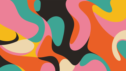 Naklejka premium Vibrant Abstract Organic Shapes Background With Retro Color Palette vector illustration