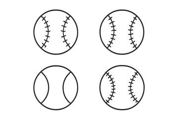 Four baseball outlines on a gray background