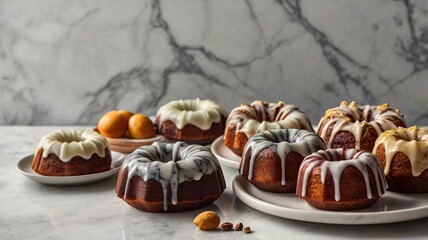 Marble Background with Mini Bundt Cakes
