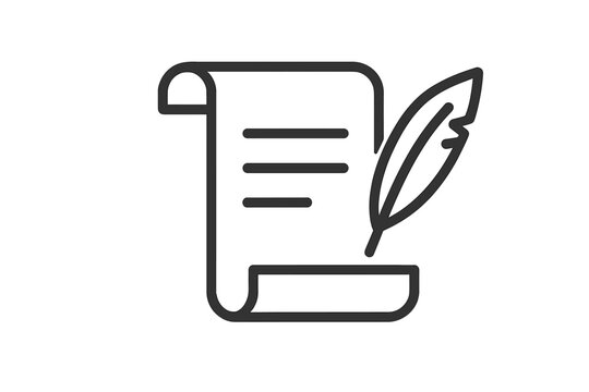 Scroll and feather quill icon