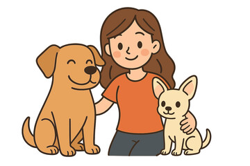 Happy girl with two dogs