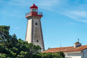 Phare du Cap Leucate, an automatic guarded lighthouse located in southern France on the Mediterranean coast, in the Aude. 