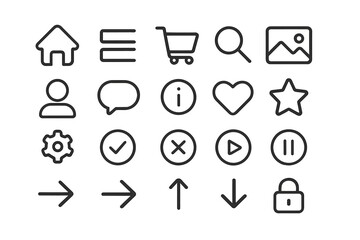 Set of outline icons on a dark gradient background