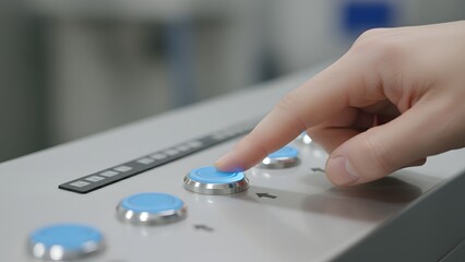 Hand Pressing Control Panel Buttons.