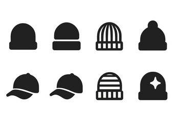 Fototapeta premium Modern Winter Headwear Icons. Modern winter headwear. Filled icon set of modern winter headwear: minimalist