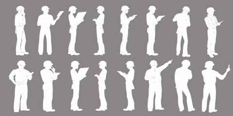 Silhouettes of people in various poses displaying diverse actions and stances