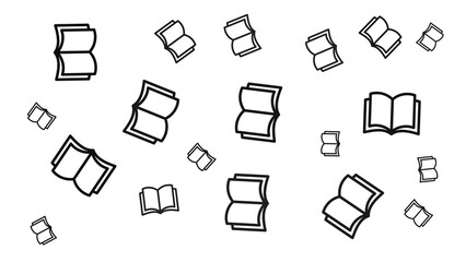 Collection of open and closed books floating in air