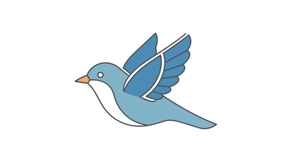 Minimalist Blue Bird Illustration with White Background