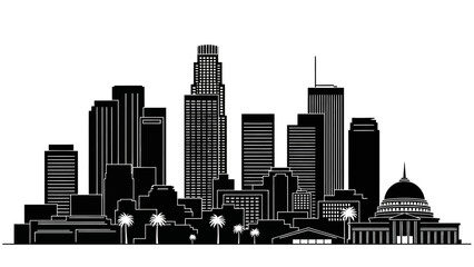 Obraz premium Silhouette of Modern City Skyline with Skyscrapers and Landmarks