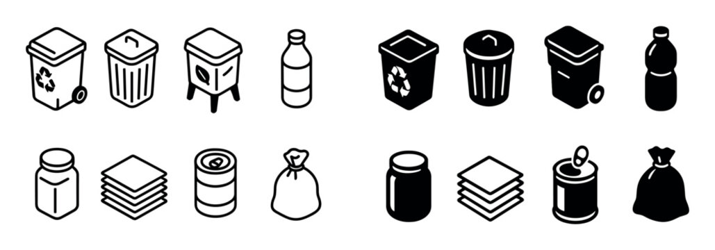 Isometric Waste Sorting Icons